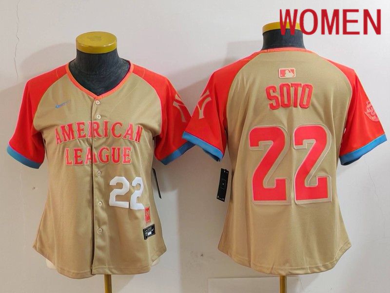 Women New York Yankees #22 Soto Orange All star 2024 Nike MLB Jersey style 3->women mlb jersey->Women Jersey